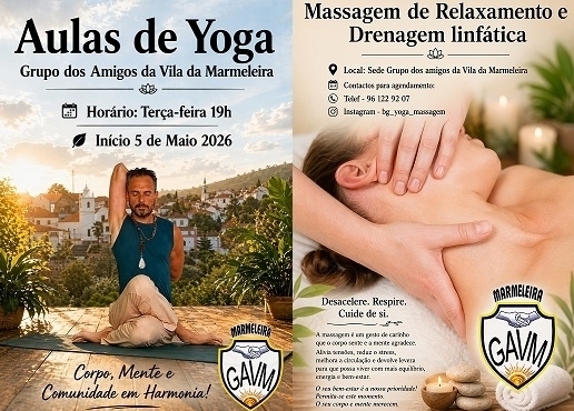 Aulas de Yoga e Massagens de Relaxamento -  Grupo dos Amigos da Vila da Marmeleira